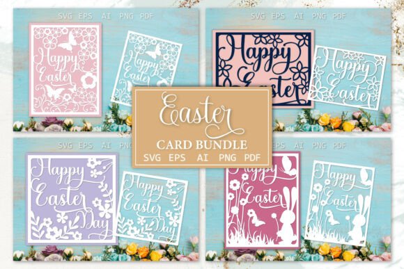 Beautiful Easter Card Bundle Paper Cut Templates for Crafters