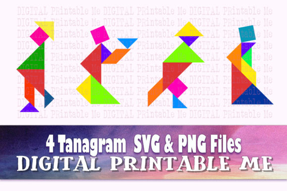 Unlocking Creativity with Tangram Templates SVG PNG 4 Games Sheets